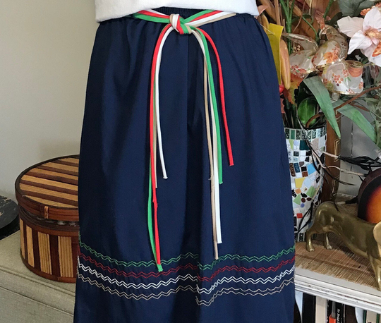 1970S Navy Cotton Blend Skirt
