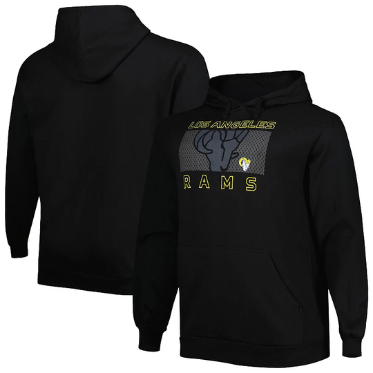 Men's Fanatics Branded Black Los Angeles Rams Big & Tall Pop of Color Pullover Hoodie, Size: XLT, LAR Black