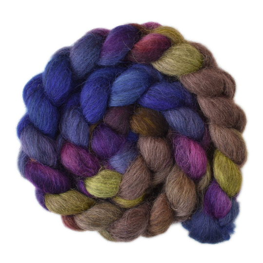 Hand Painted Roving - Gray Masham Wool Spinning Fiber 4.1 Ounces Center Of Concern 2