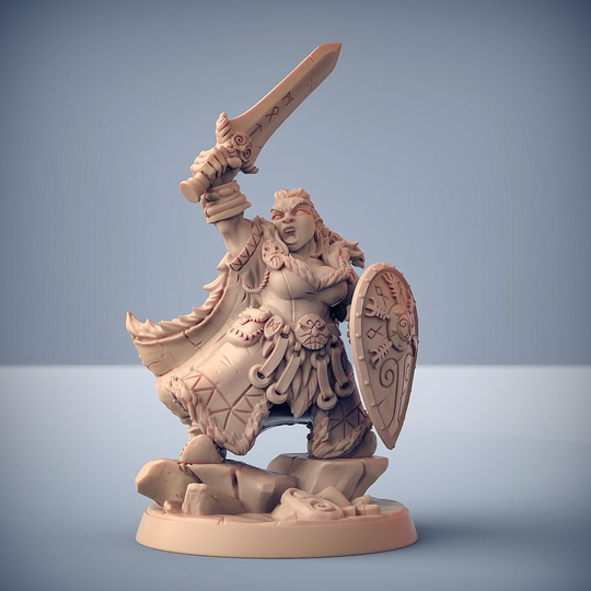 Dwarven Mountaineers - Gerda, Jarl Of Huskald | 32mm Scale Miniature Artisan Guild