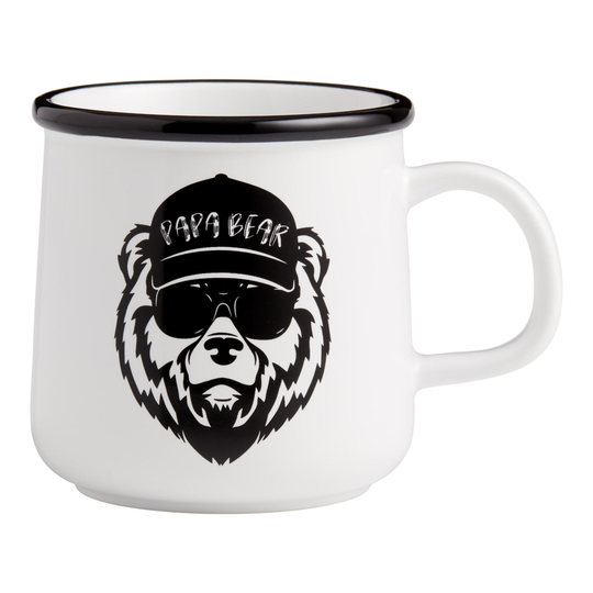 Ivory And Black Papa Bear Mug - Stoneware by World Market