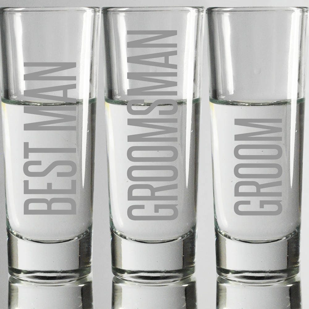 Custom Laser Engrave Tall Shot Glasses Etched Glass Wedding Groomsmen Groomsman Bridal Shower