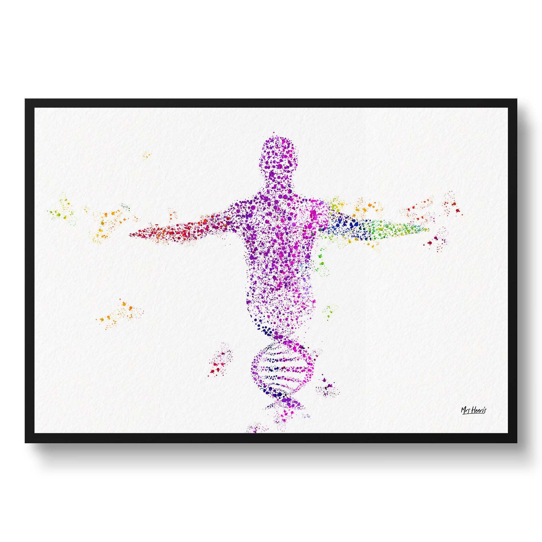 Dna Helix Figure Watercolour Print Medical Doctor Office Clinic Wall Art Nurse Lab - Waiting Room
