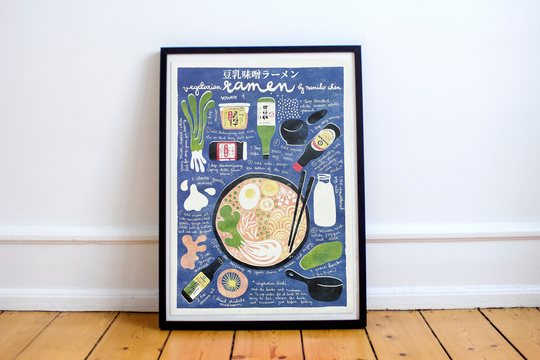 Ramen | Illustrated Recipe Art Print Food Kitchen