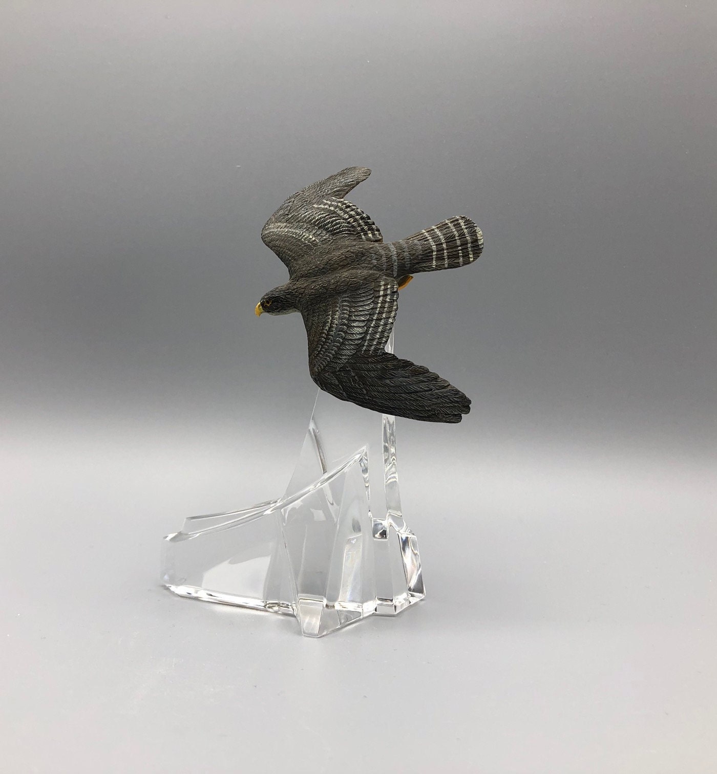 Intricately Detailed Eagle Figurine On Crystal Base By Tfm Made in China. 3.75 Wide & 5 High. in Excellent Condition."