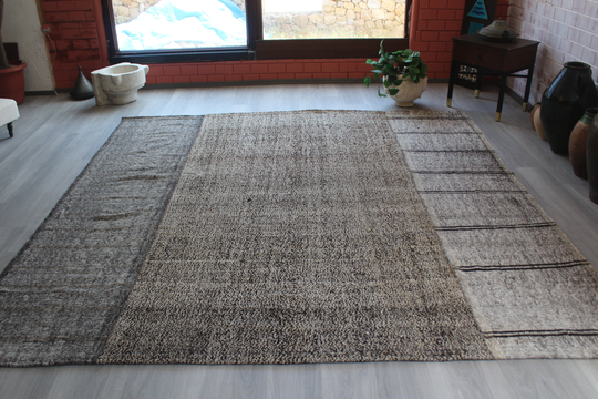 Vintage Gray Kilim Rug, Square Kilim, Ethnic 9'2"x9'5" Ft Kilim Rug, Vintage Area Kilim, Large/N-592