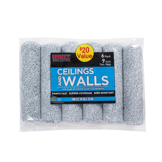 WHIZZ MICROLON Ceilings and Walls 6-Pack 3/8-in Nap Woven Synthetic Blend Paint Roller Cover | 93969