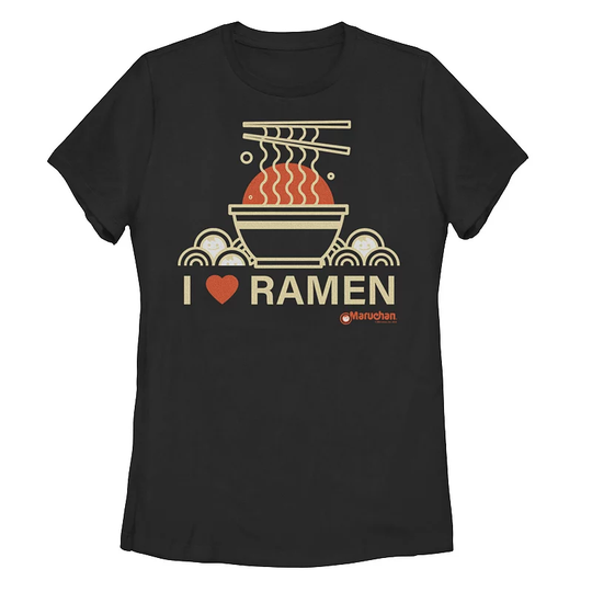 Juniors' Maruchan "I Heart Ramen" Bowl And Chopsticks Graphic Tee, Women's, Size: Medium, Black