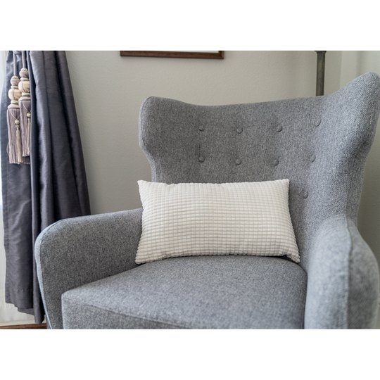 Rectangular Cable-knit Polyester Blend soft feeling Pillow Covers 12''x20'' (Without Inserts) - white