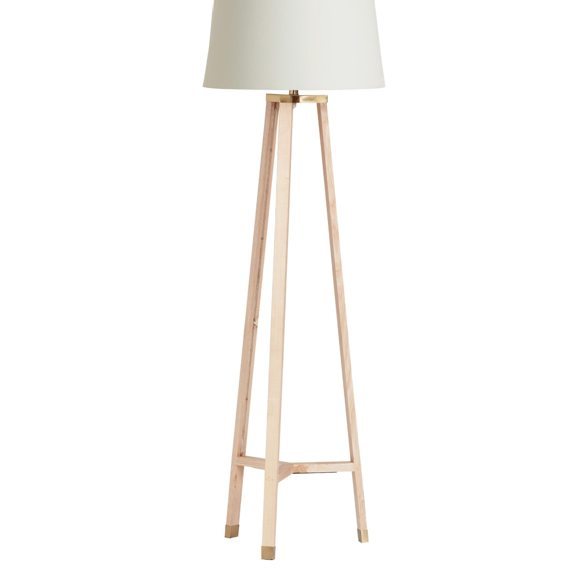 Natural Wood Tripod Juno Floor Lamp Base: Brown by World Market