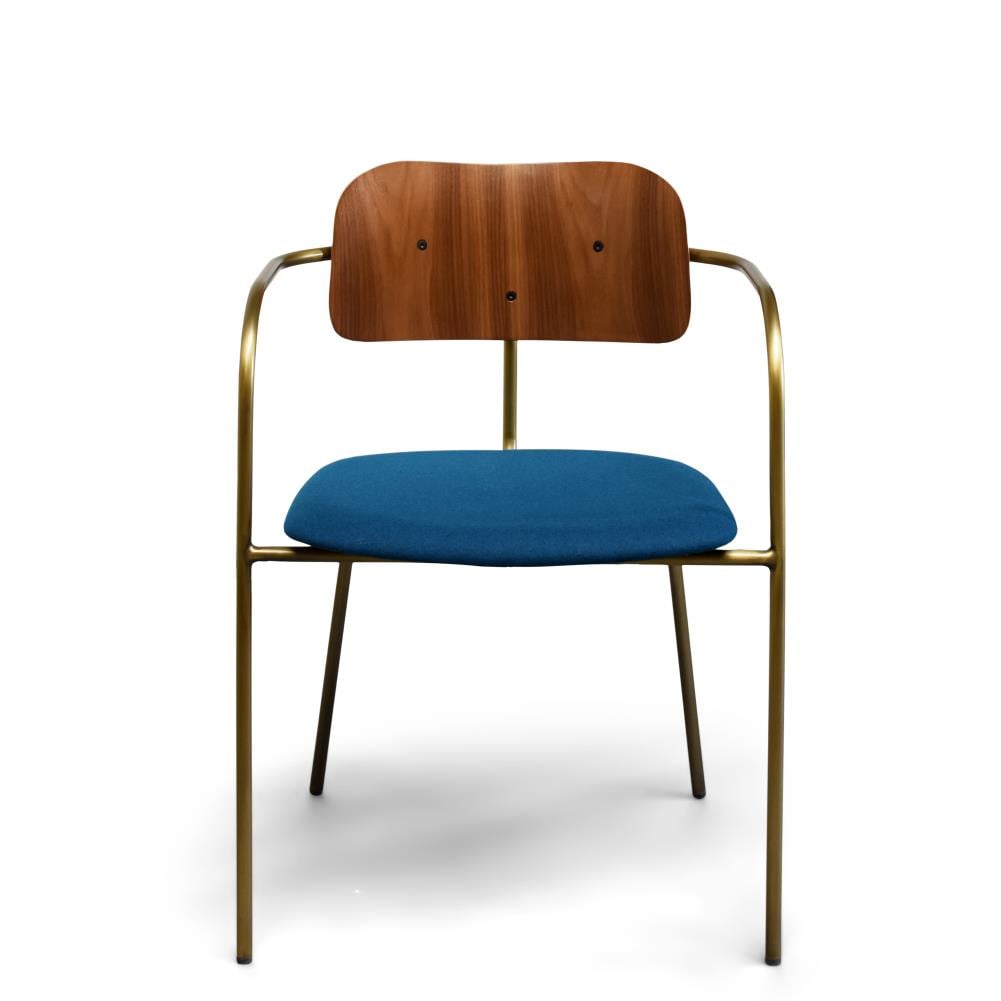 Gingko Set of 2 Contemporary/Modern Polyester Blend Upholstered Dining Arm Chair (Metal Frame) | CAM501-BLU