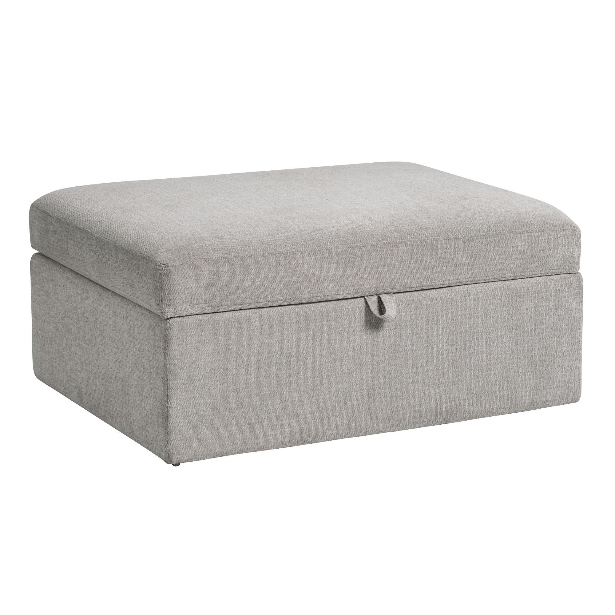 Gray Emmett Modular Sectional Storage Ottoman - Polyester by World Market