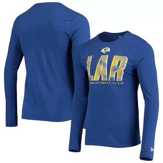 Men's New Era Royal Los Angeles Rams Combine Authentic Static Abbreviation Long Sleeve T-Shirt, Size: 2XL, LAR Blue