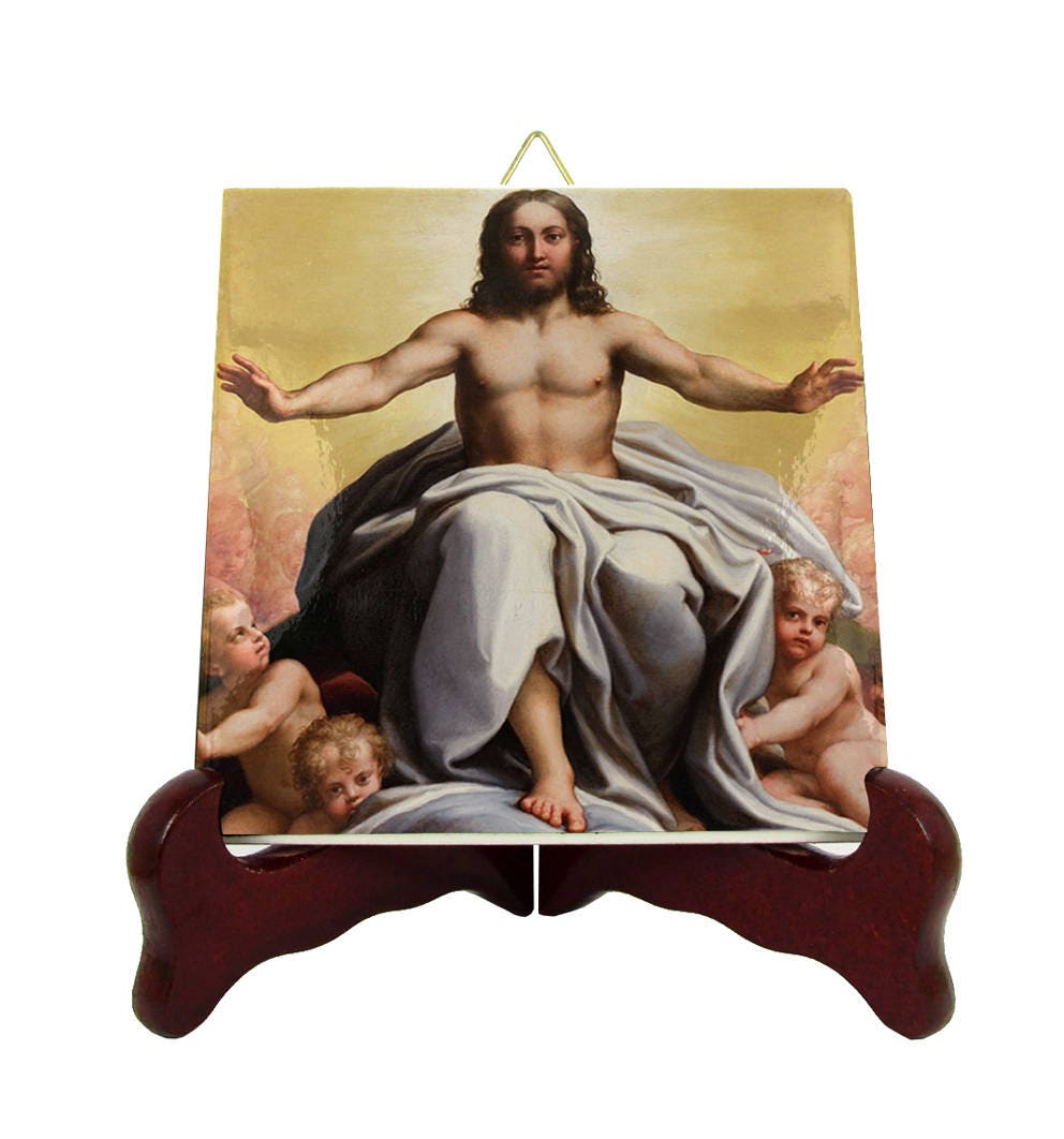 Jesus Christ in Glory - Religious Icon On Tile Catholic Art From A Painting By Correggio Artwork