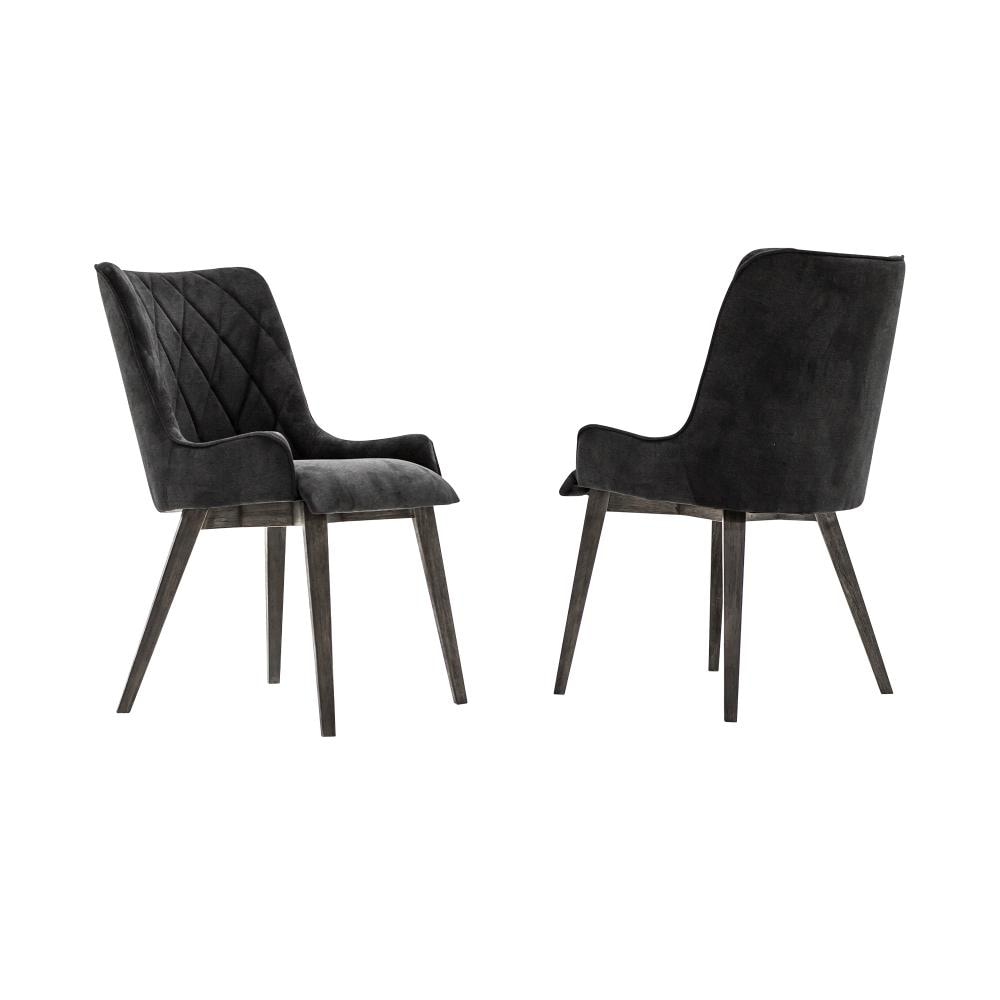Armen Living Alana Contemporary/Modern Polyester/Polyester Blend Upholstered Dining Side Chair (Wood Frame) in Black | LCALCHTGMN