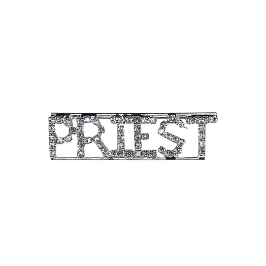 Priest Letters Brooch, Gift For Priest, Profession Theme Crystal Lapel Pin "Priest Unique Gift, Bling Rhinestone