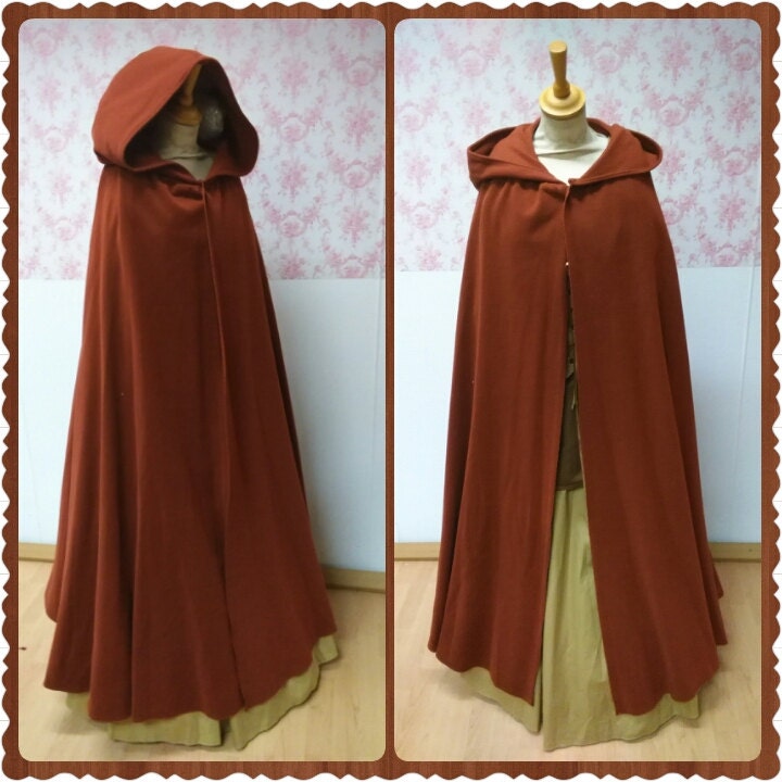 Hooded Cloak Wool Blend/ Cape/Fantasy /Medieval Victorian Larp Outlander Warm