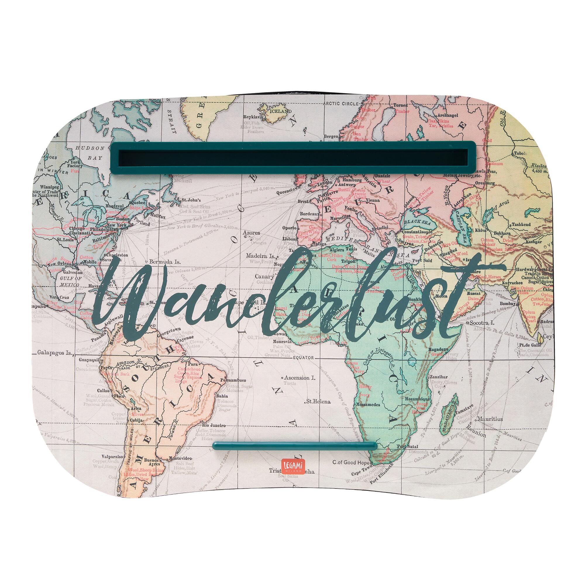 Legami Wanderlust Travel Map Laptop Tray: Multi - Plastic by World Market
