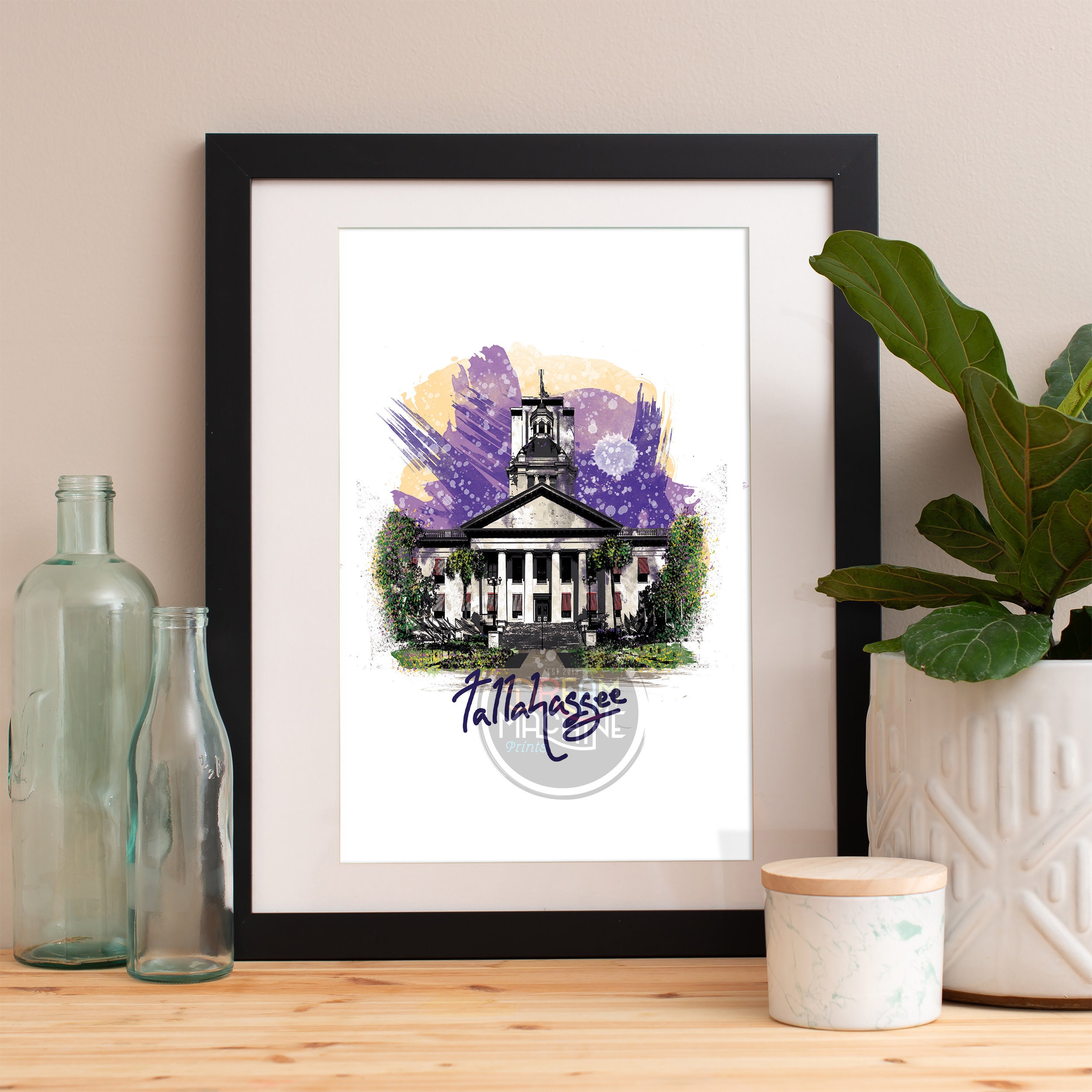 Tallahassee Print, Skyline, Art, Poster, Florida, Art Map