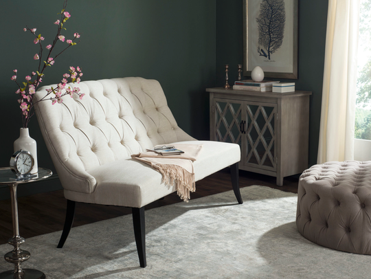 Safavieh Valerie Casual Light Taupe Polyester/Blend Settee in Off-White | LVS1003D