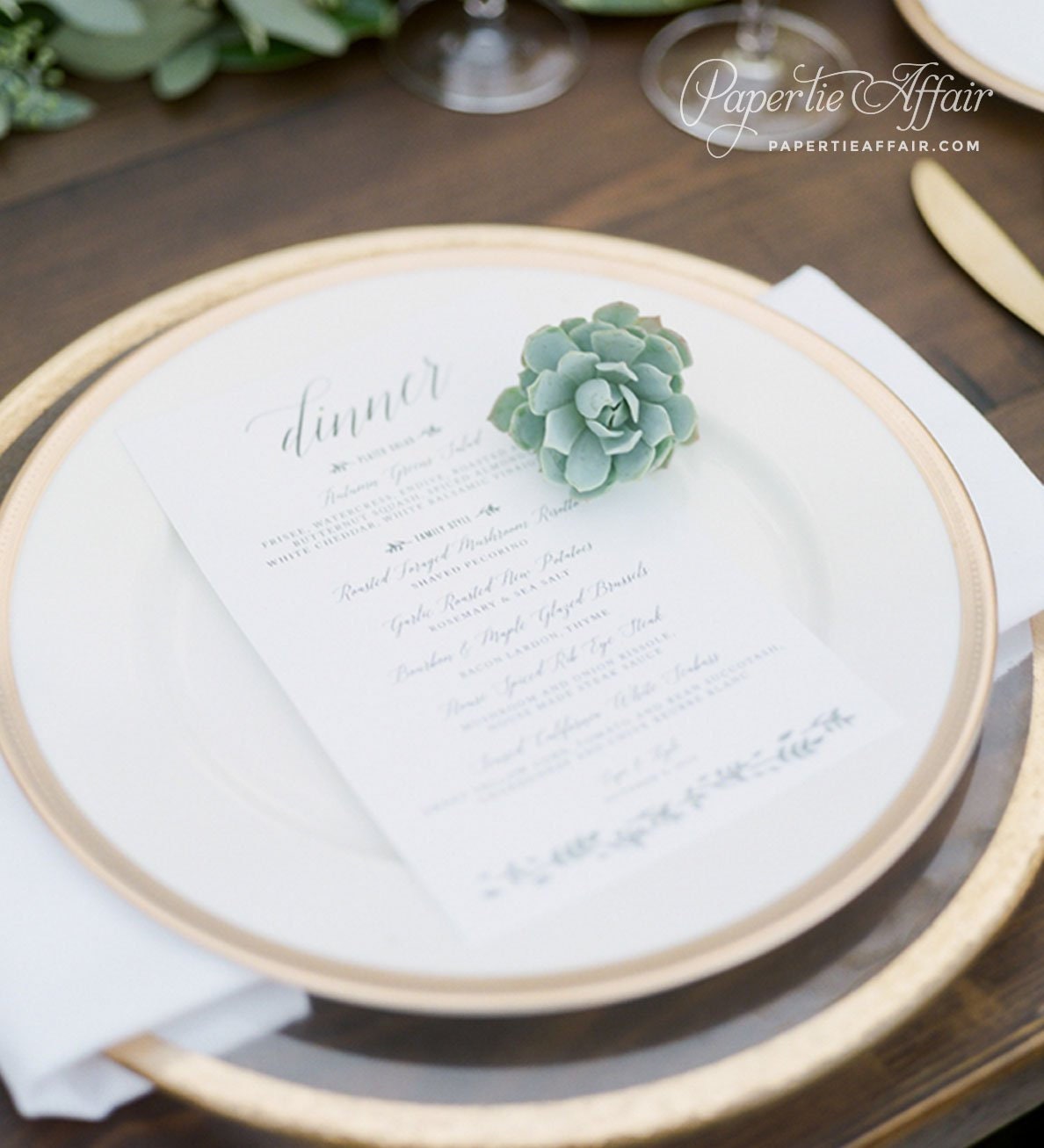 Printed Wedding Menus - Olive Leaves Reception Menu, Greenery, Simple, Romantic, Botanical, Calligraphy, Outdoor | Dakota Leaf