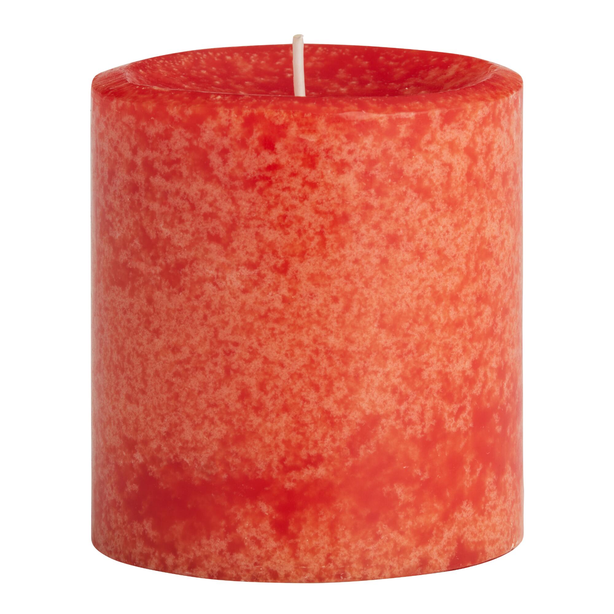 3x3 Fireside Pumpkin Mottled Pillar Candle Set of 2: Orange - Scented Wax by World Market