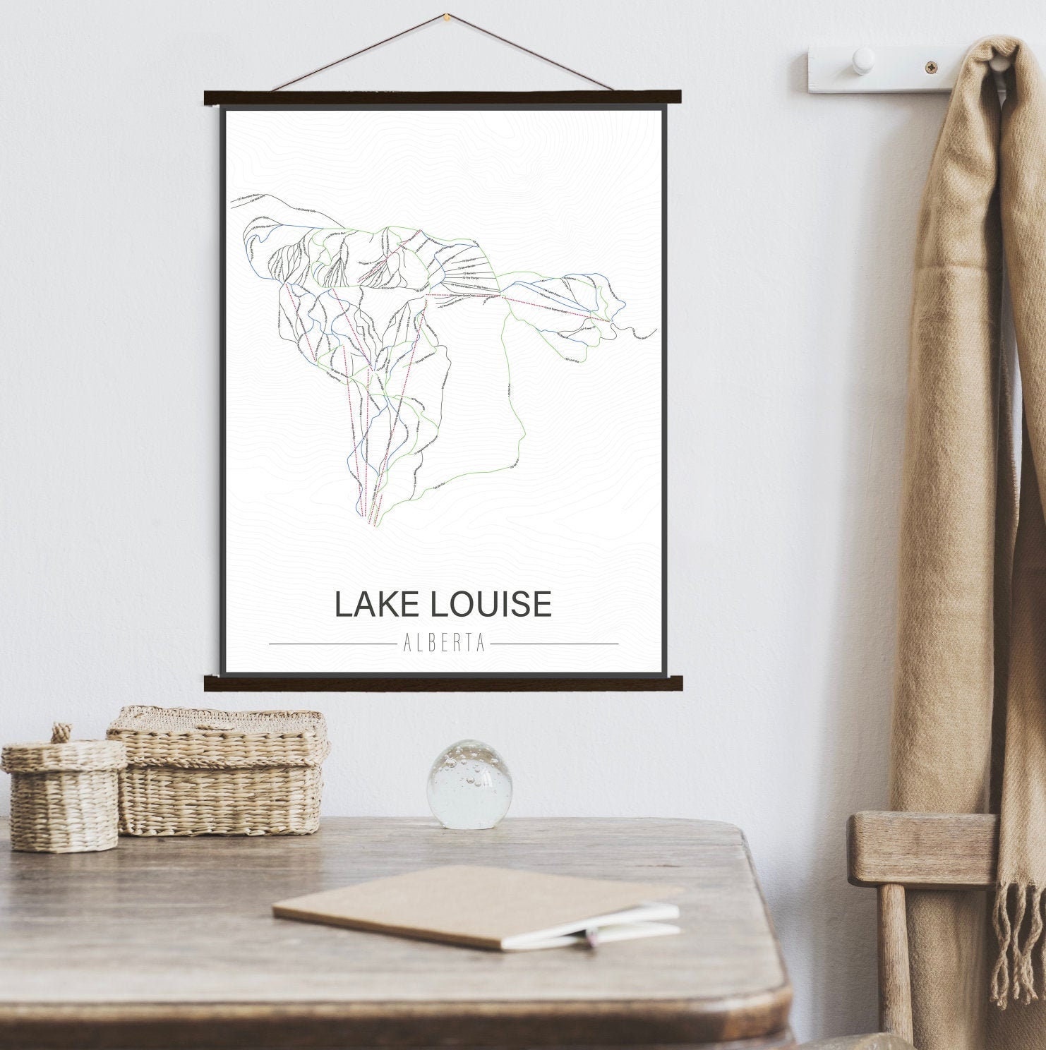 Lake Louise Alberta Ski Trail Map | Hanging Canvas Of Printed Marketplace