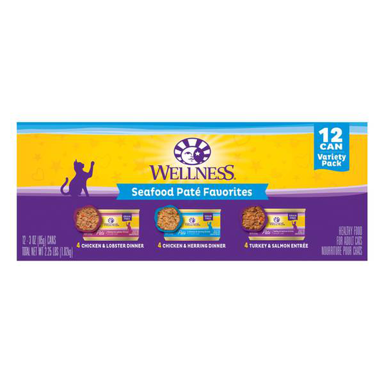Wellness 3oz Seafood Pate Favorites Variety Pack Cat Food