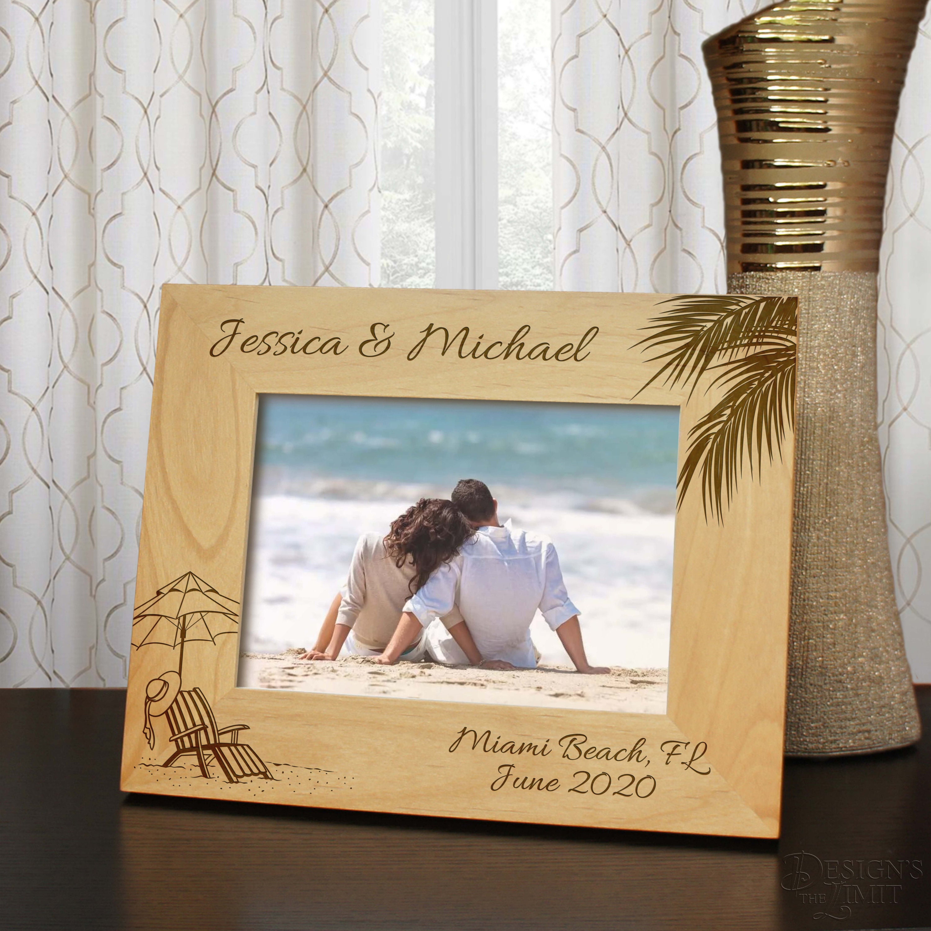 Vacation To Remember Personalized Picture Frame + Enter Text Engraved With Font Selection | Select Size & Orientation