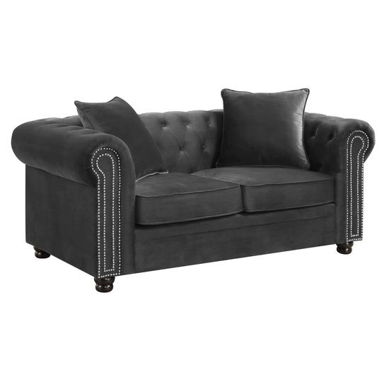 Picket House Furnishings Gramercy Modern Slate Polyester/Blend Loveseat in Gray | UGW288200