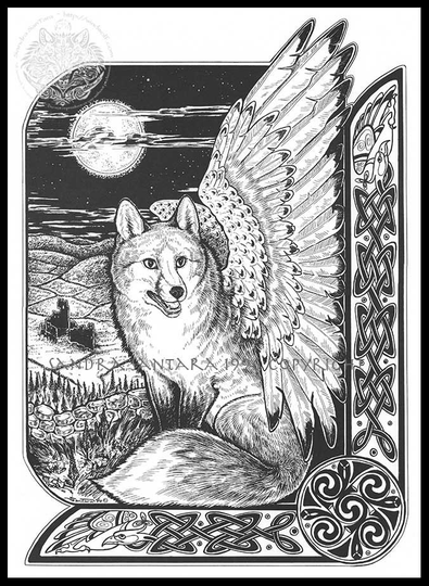 Celtic Knotwork Winged Fox Jumbo Coloring Sheet