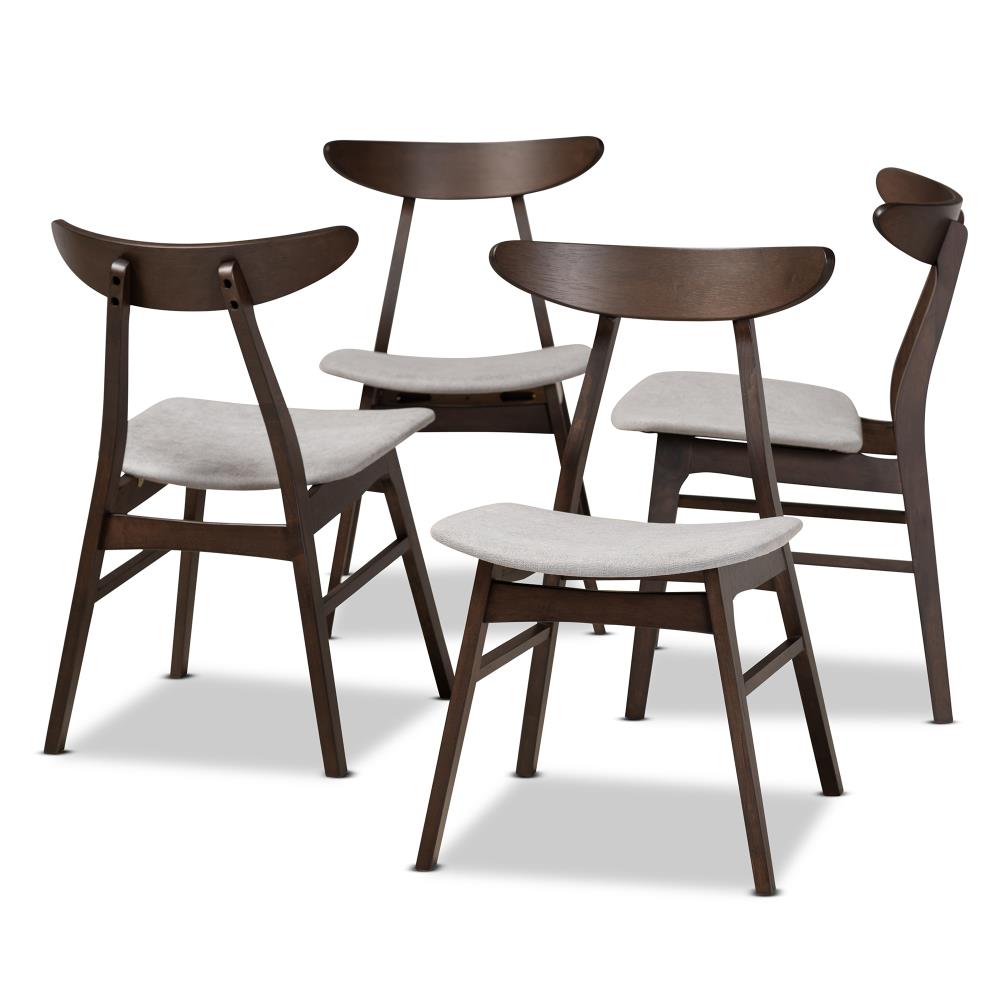 Baxton Studio Set of 4 Britte Contemporary/Modern Polyester/Polyester Blend Upholstered Dining Side Chair (Wood Frame) in Gray | 161-4PC-10466-LW