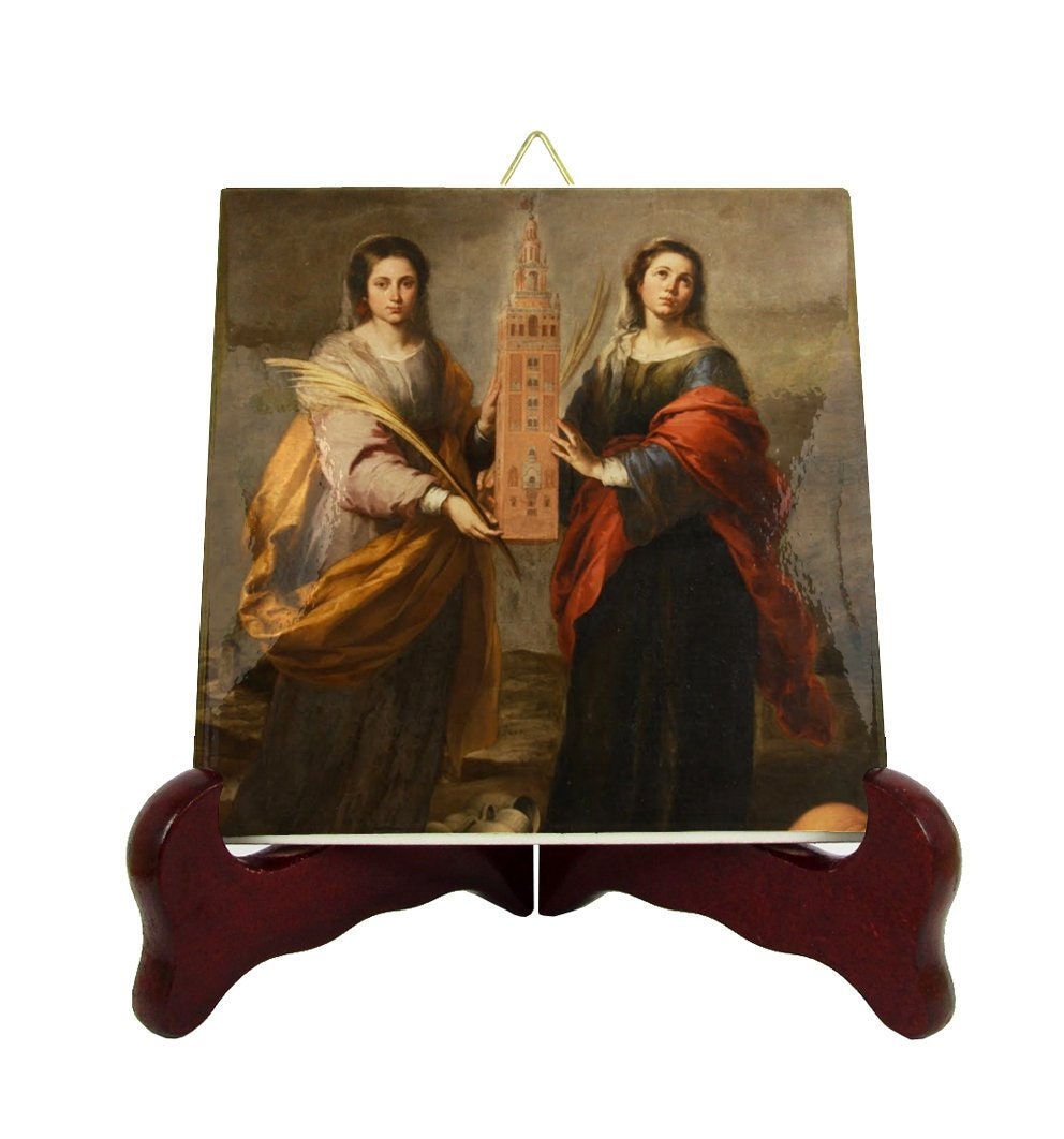 Saints Justa & Rufina - Decorative Ceramic Tile Handmade in Italy Sts Catholic Saints Saint