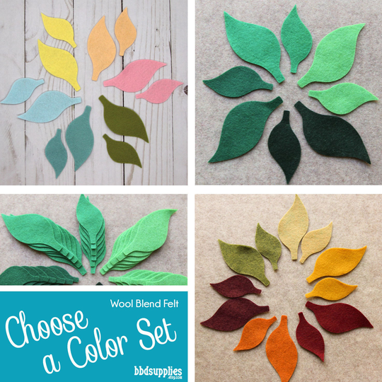 Wool Blend Felt Leaves | 48 Sunflower Pick A Color Set Diy 2 Sizes