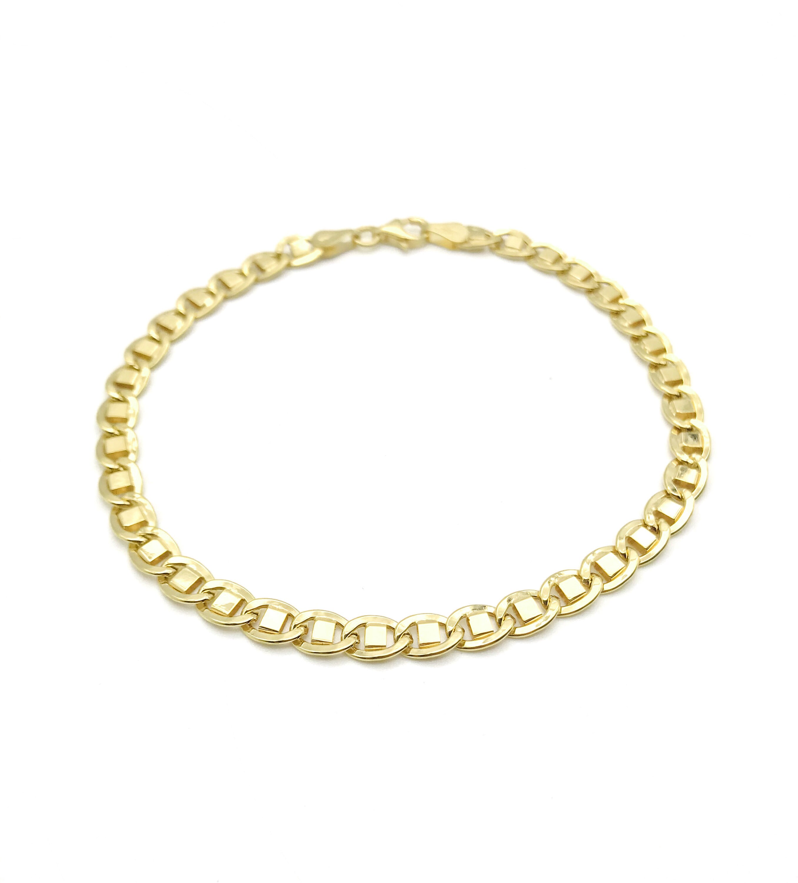 18K Yellow Gold Bracelet For Men - Italian Design Solid Unisex Handmade Gift & Women