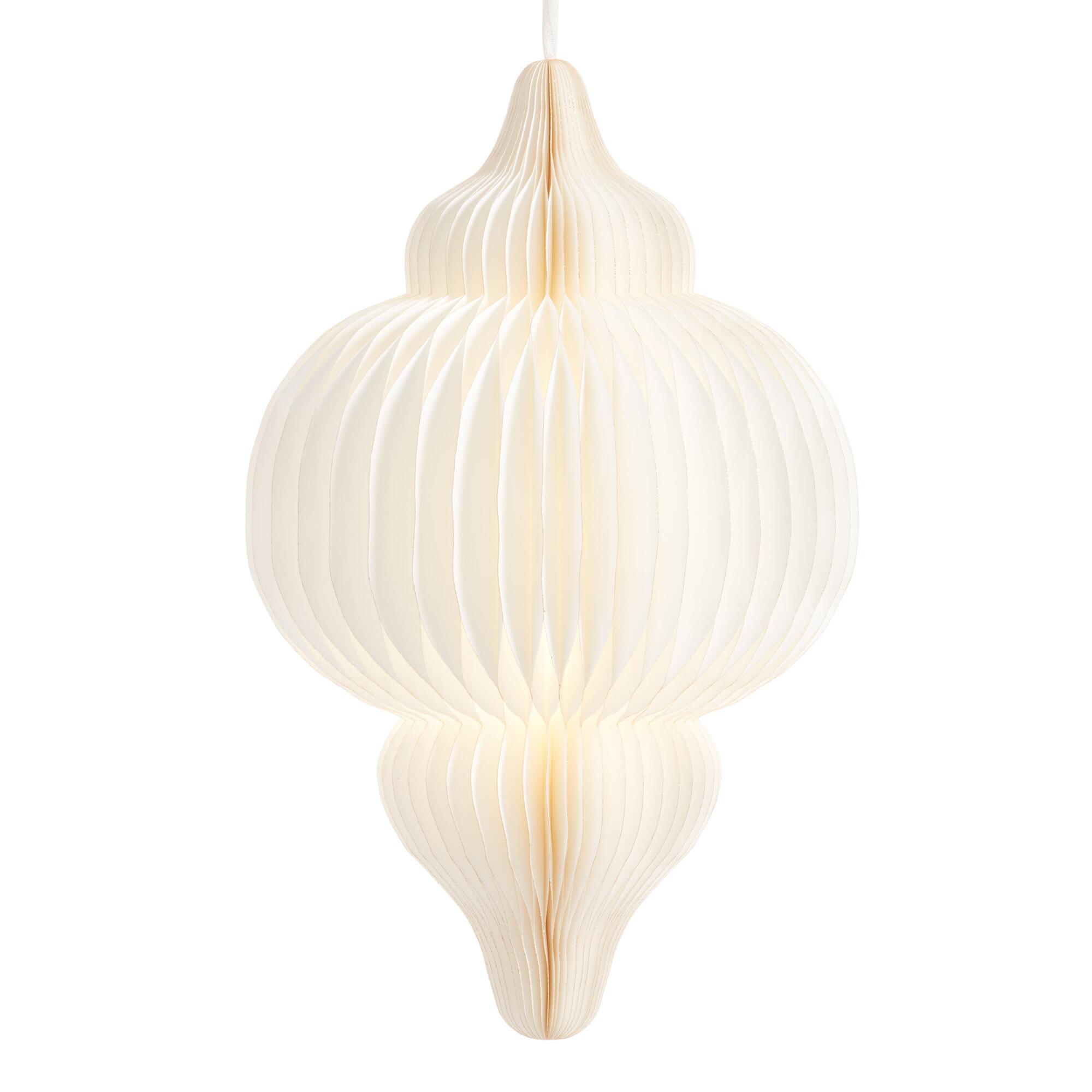 White Paper Finial Shaped Pendant Shade: Natural - Large by World Market
