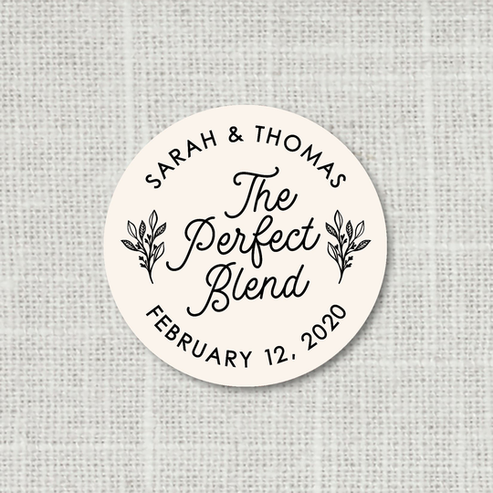 The Perfect Blend Sticker, Coffee Favors, Wedding Favor Stickers, Tea Party Favor Stickers, Wedding Labels