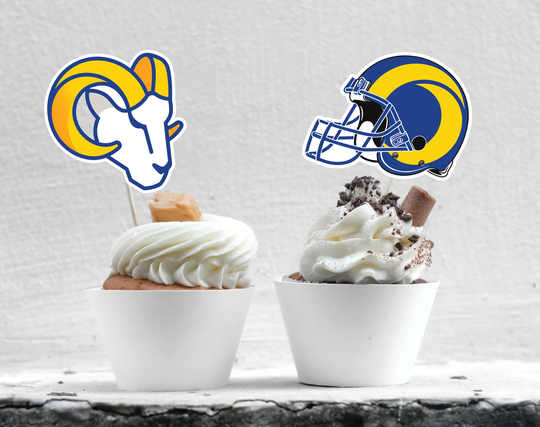 Ships Fast 12 Los Angeles Rams Football Cupcake Toppers - Fan Party Decor