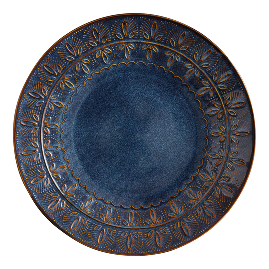 Indigo Blue Embossed Willow Dinner Plate - Stoneware by World Market