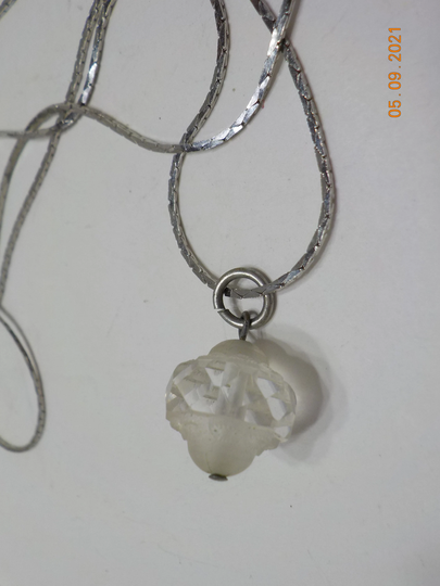 Vintage Crystal Pendant Necklace | 9044 Partially Frosted