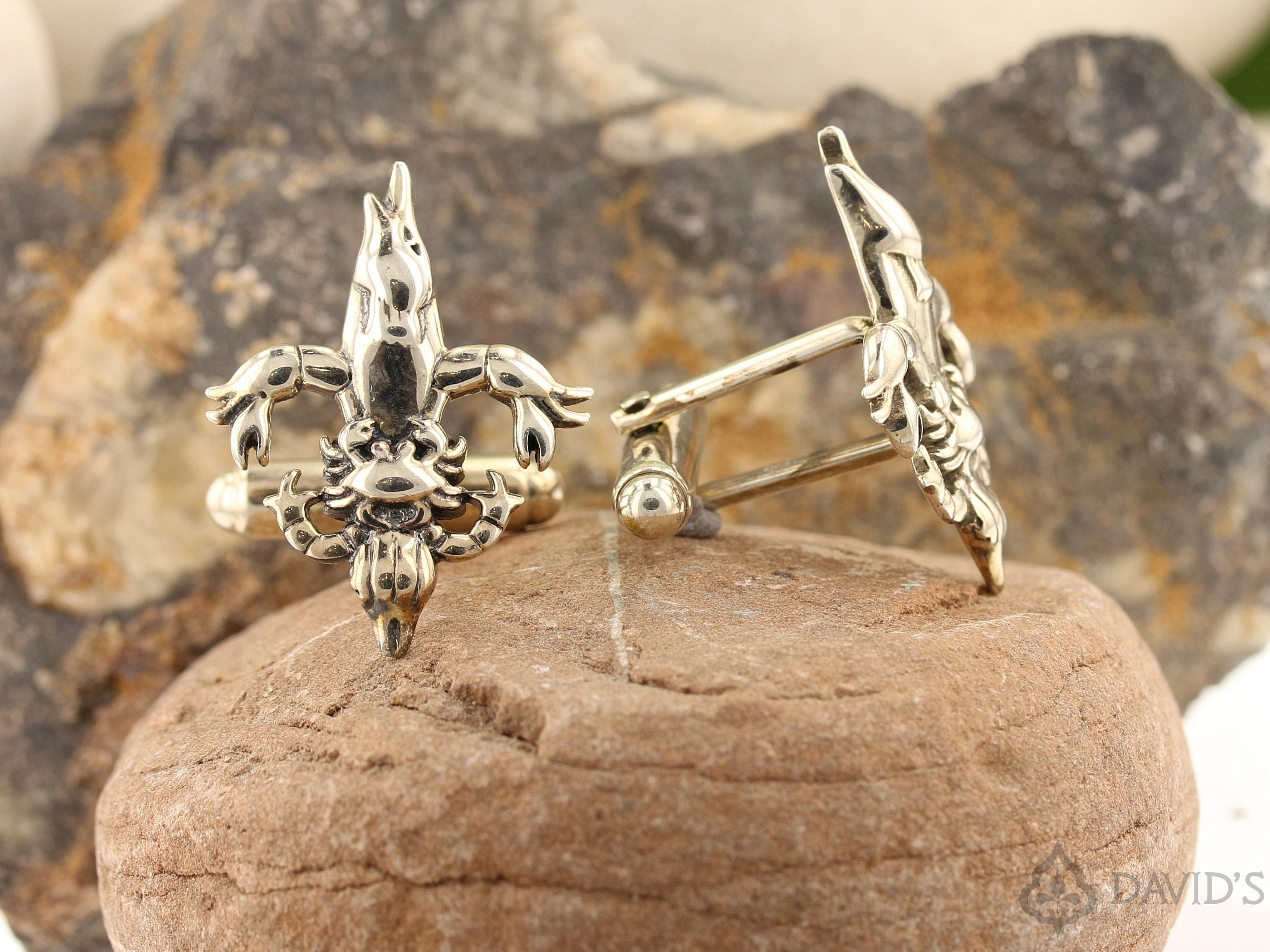 sterling Silver 925 Seafood Fleur De Lis Cuff Links Handmade New Orleans La Groom Men's The Best Gift For Him Father's Day
