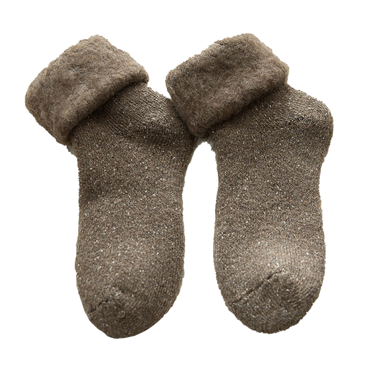 1 Pair More Thicken Warm Keeping Women Socks Wool Blend Practical Good Woven Winter Socks for Daily Wear - coffee
