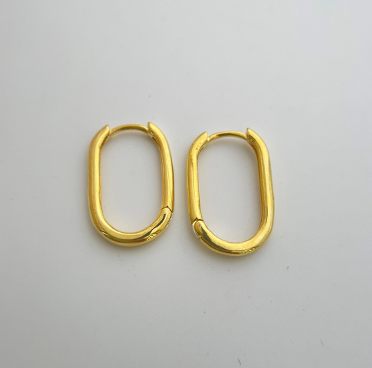 sterling Silver Gold 22mm Oval Hoop Earring Endless Hoops Huggies Simple Earrings Everyday/Gift For Her