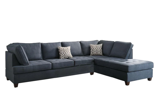 Poundex Kemen Casual Dark Blue Polyester/Blend Sectional | F6989