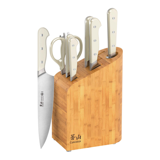 Cangshan Bamboo 8 Piece Knife Block Set: Silver - Stainless Steel by World Market