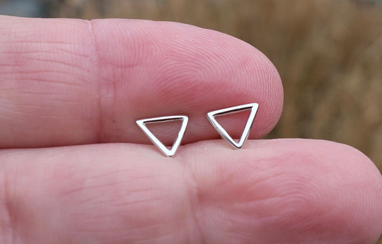 Vintage 925 Sterling Silver Open Triangle Stud Earrings