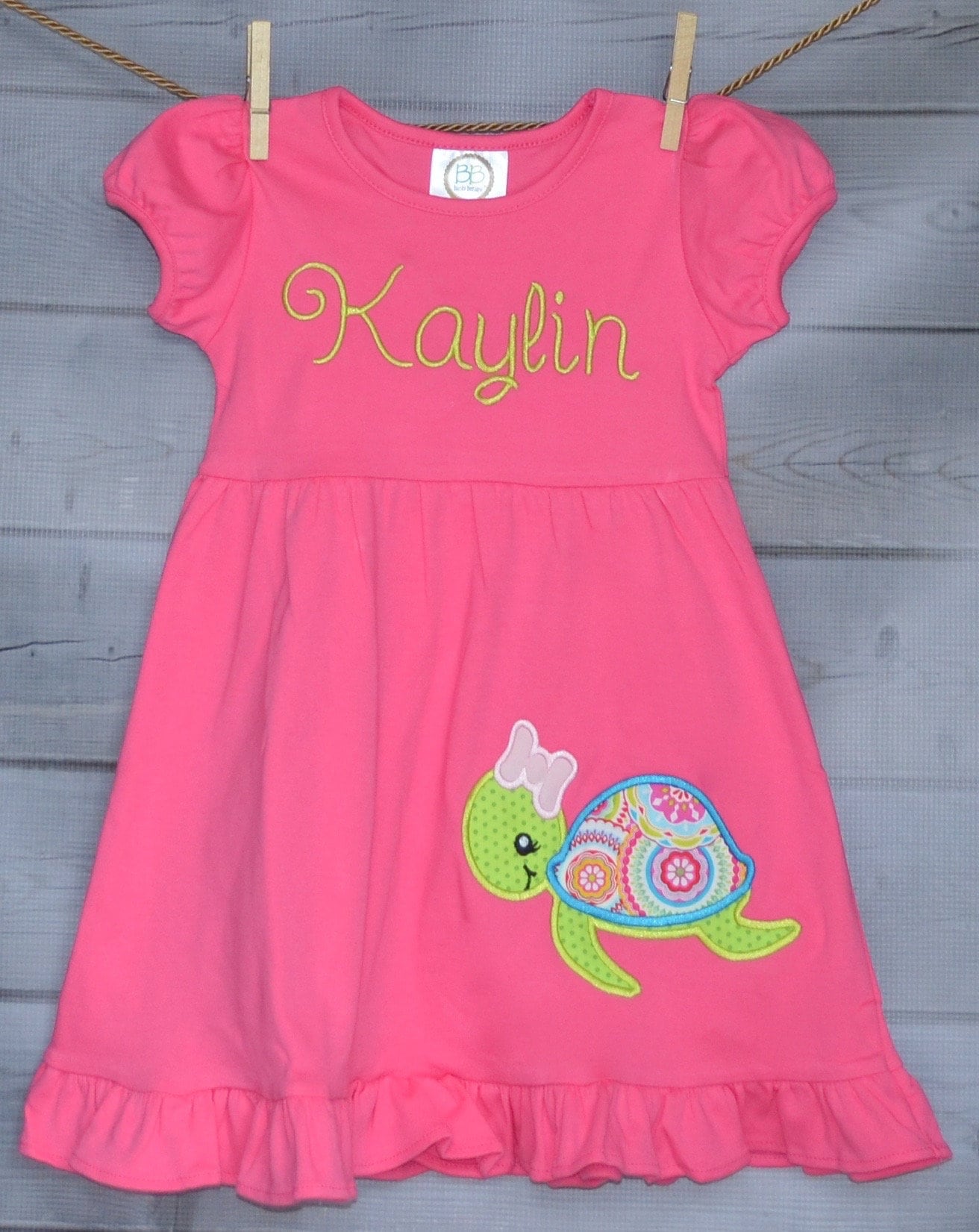 Girls Personalized Sea Turtle Applique Shirt Or Bodysuit Girl