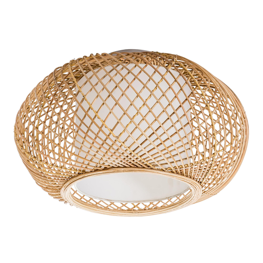 Natural Wicker and Jute Reyna Flush Mount Ceiling Light - Bamboo by World Market