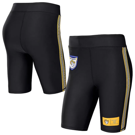 Women's WEAR by Erin Andrews Black Los Angeles Rams Biker Shorts, Size: XL, LAR Black