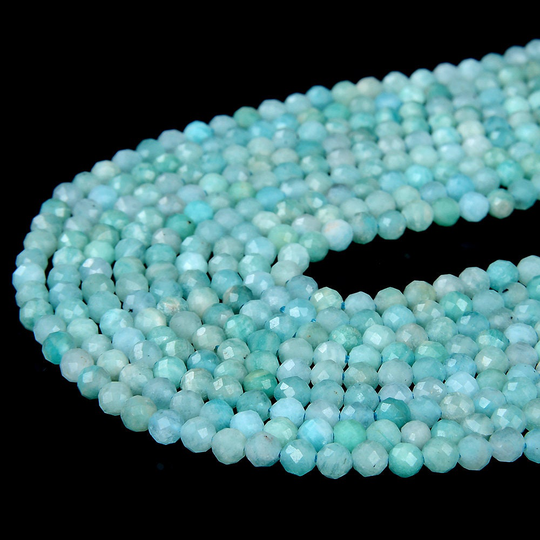 3mm Blue Green Natural Amazonite Gemstone Grade Aaa Micro Faceted Round Beads 15.5 Inch Full Strand Bulk Lot 1, 2, 6, 12 & 50 | 80008874-P13